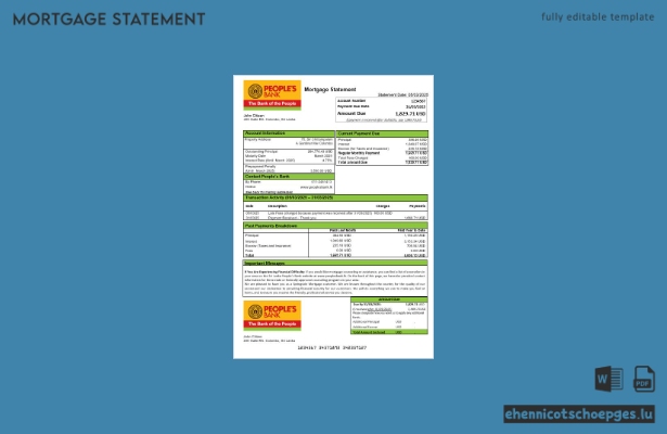Beispielansicht eines Hypothekenauszugs der Sri Lanka People's Bank in Word- und PDF-Formaten